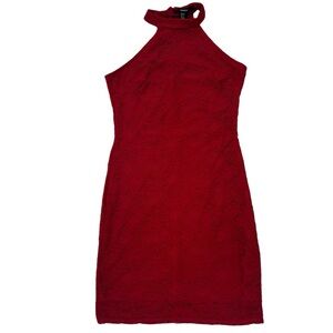 Red Bodycon Halter Mini Dress